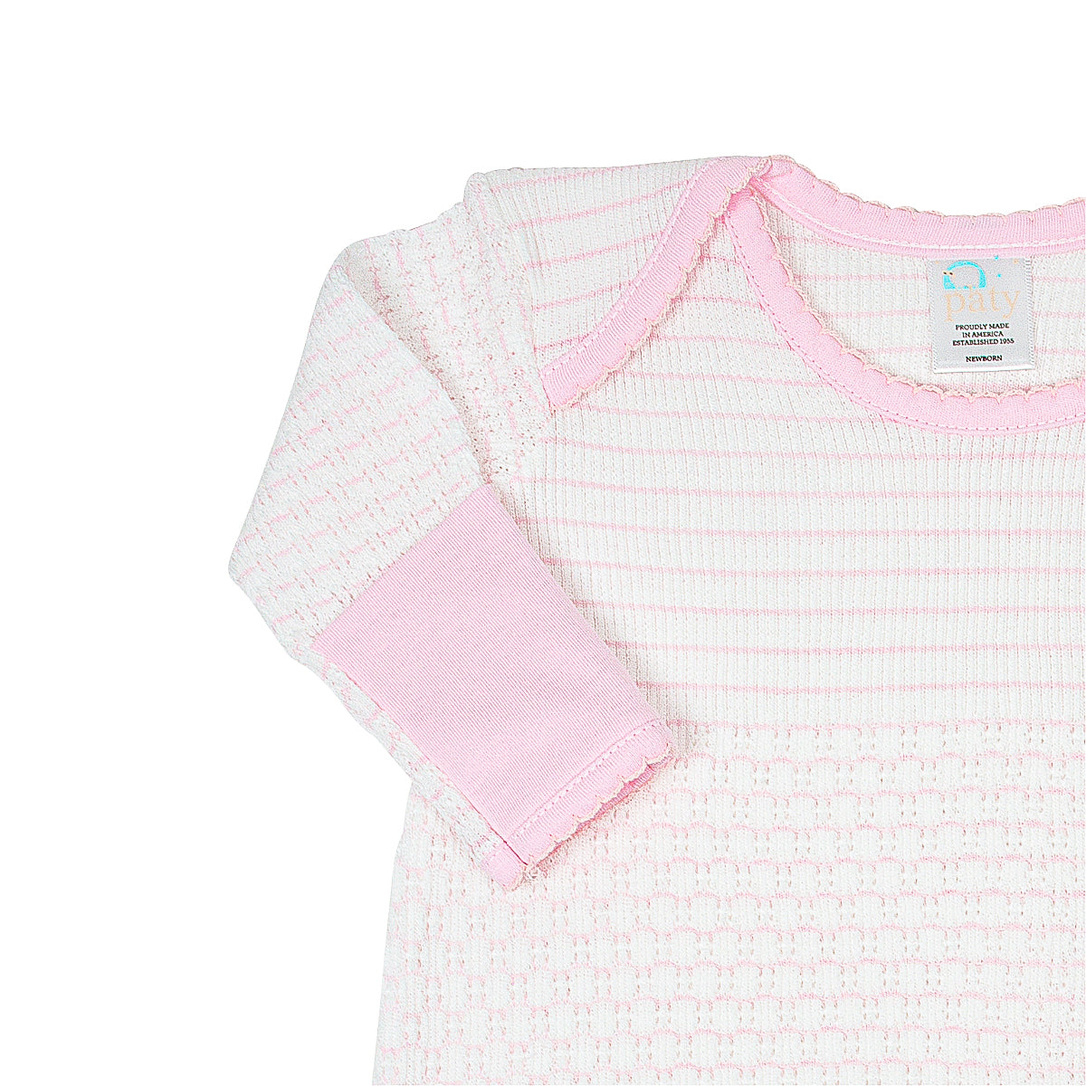 Paty Knit Pinstripe Overlap Gown with Pima Trim