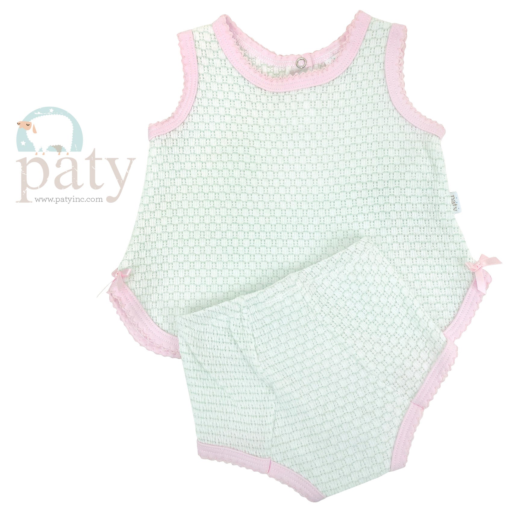 Paty Sleeveless Diaper Cover Set, Pink main image 1