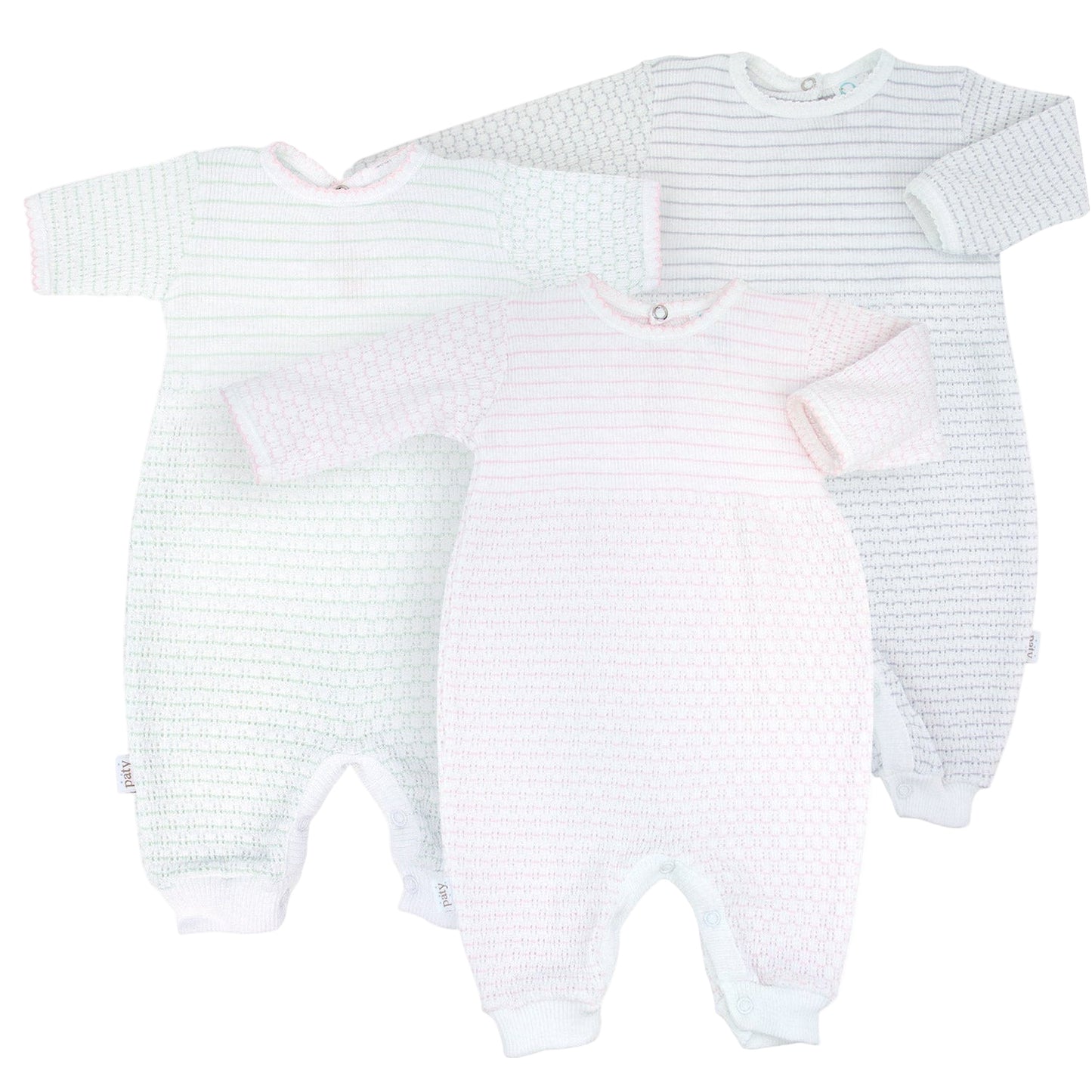 Pinstripe Paty Knit Rompers w/ Key Hole Back