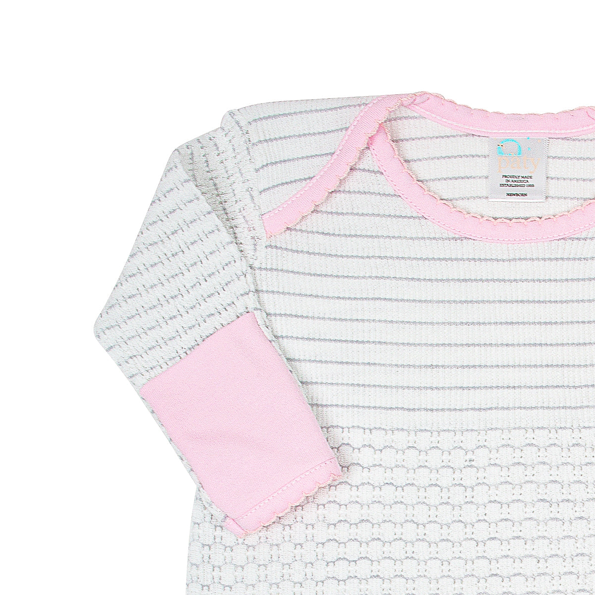 Paty Knit Overlap Shoulder Gown with Pima (Pinstripe) #315J