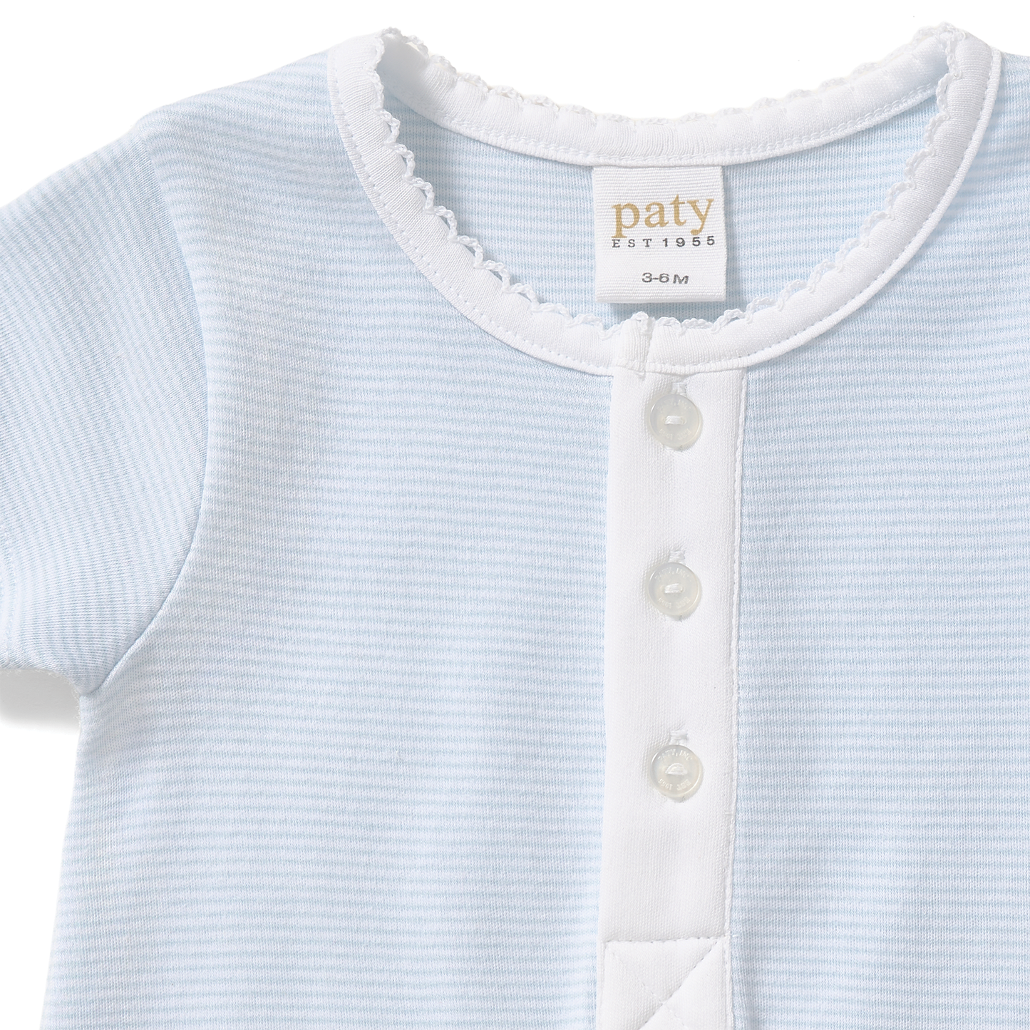 Paty Organic Cotton Striped Romper with Button Placket
