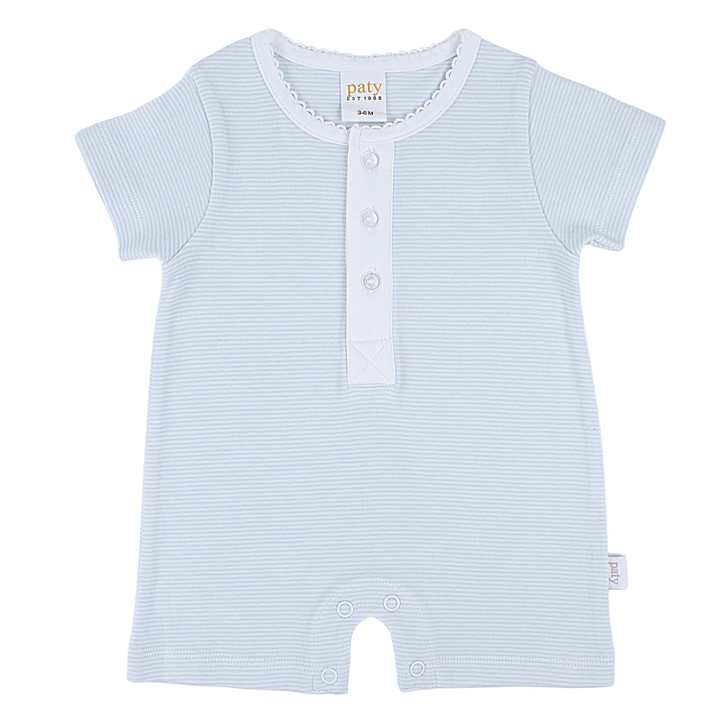Paty Organic Cotton Baby Boy Romper in Stripe with Button Placket