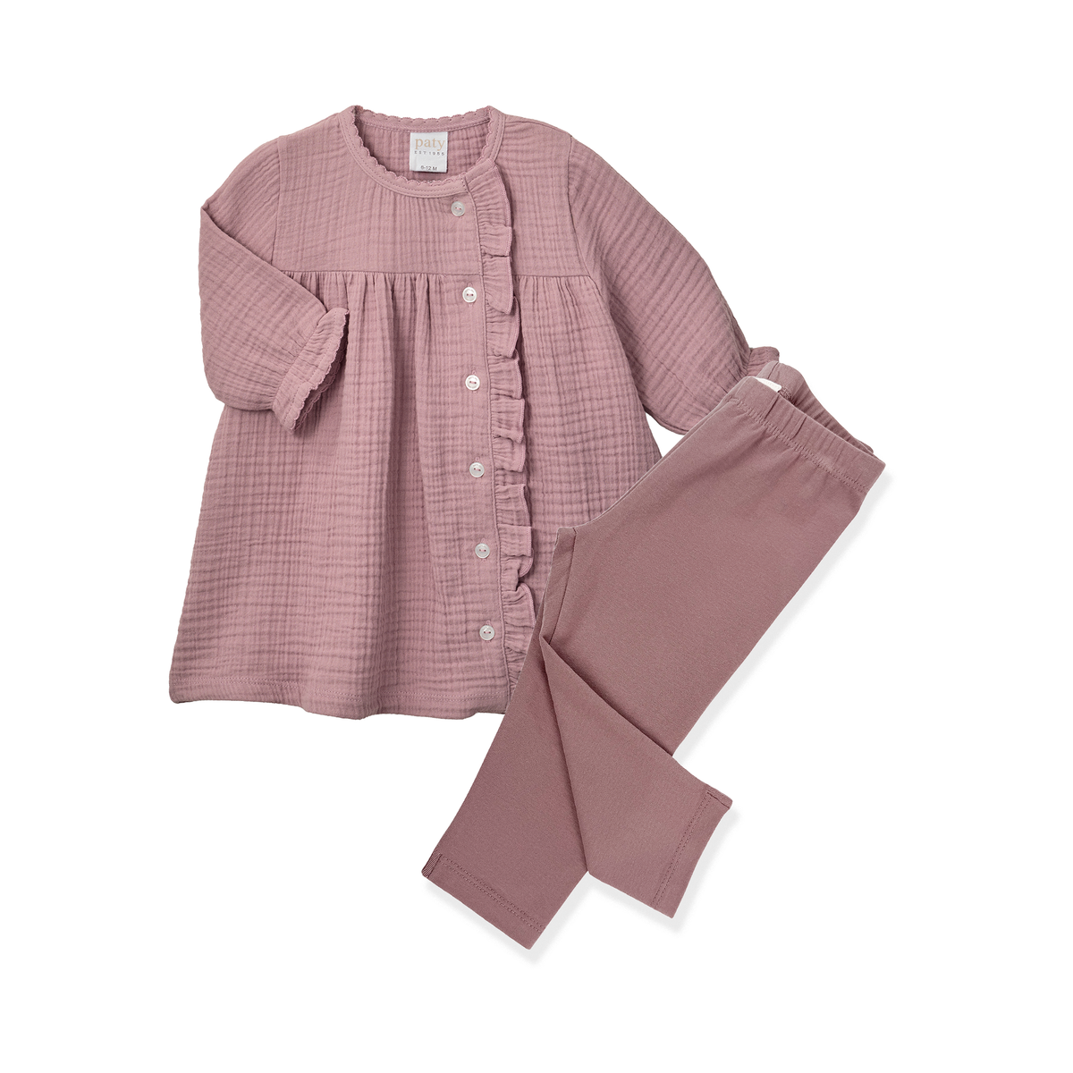 Paty Organic Cotton Baby Girl Ruffle Tunic & Legging Set
