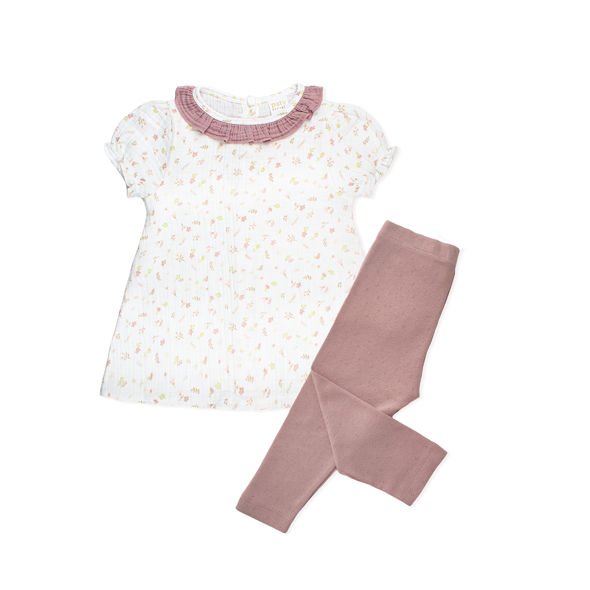 Paty Organic Cotton Muslin Baby Girl Dress & Legging Set