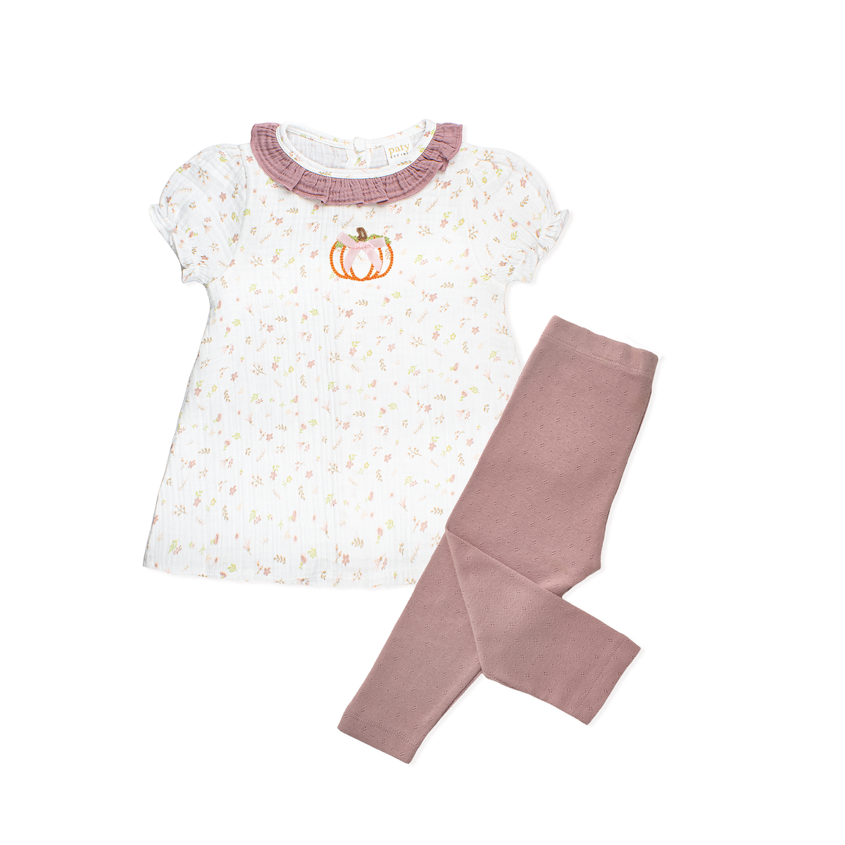 Paty Organic Cotton Muslin Baby Girl Dress & Legging Set