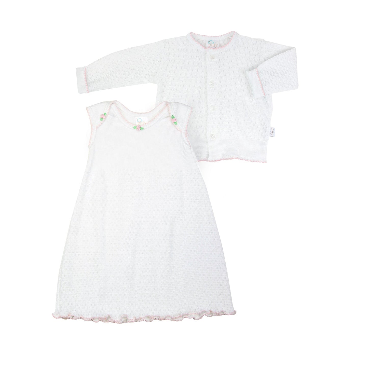 Classic Paty Dress w/ Rosettes and Cardigan Sweater