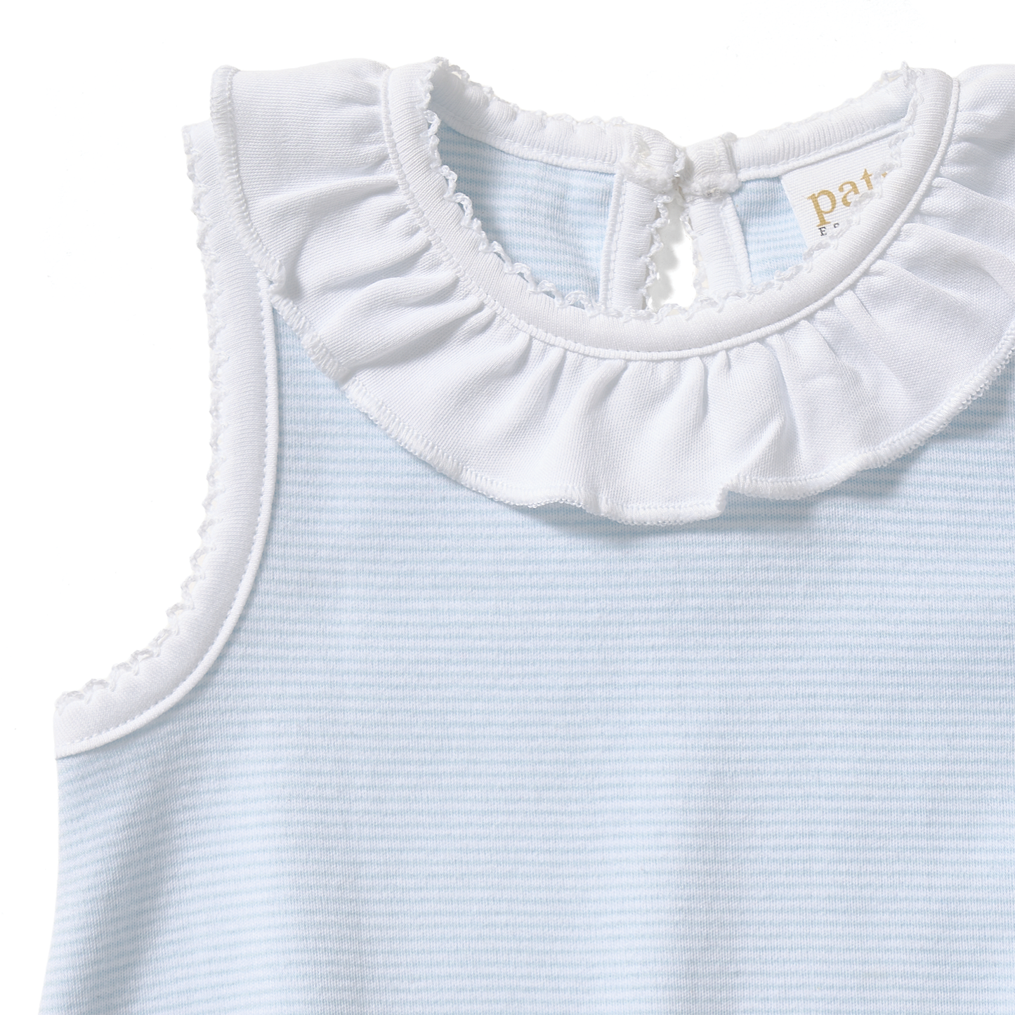 Paty Organic Cotton Striped Bubble with Ruffle Collar