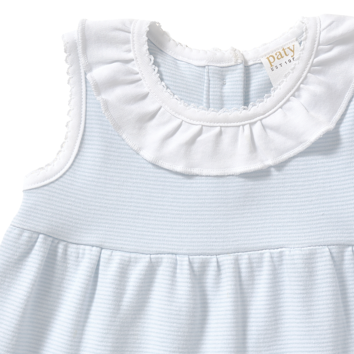 Paty Organic Cotton Striped Dress with Ruffle Collar & Hem