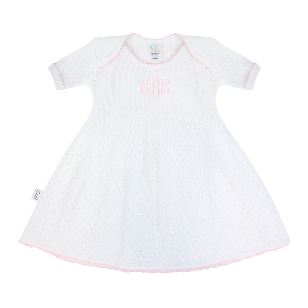 Monogrammed White Lap Shoulder Dress #MG100