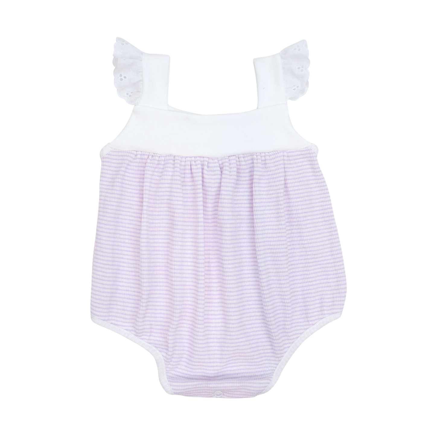 Paty Rib Knit Girls Sunsuit with Eyelet Trim