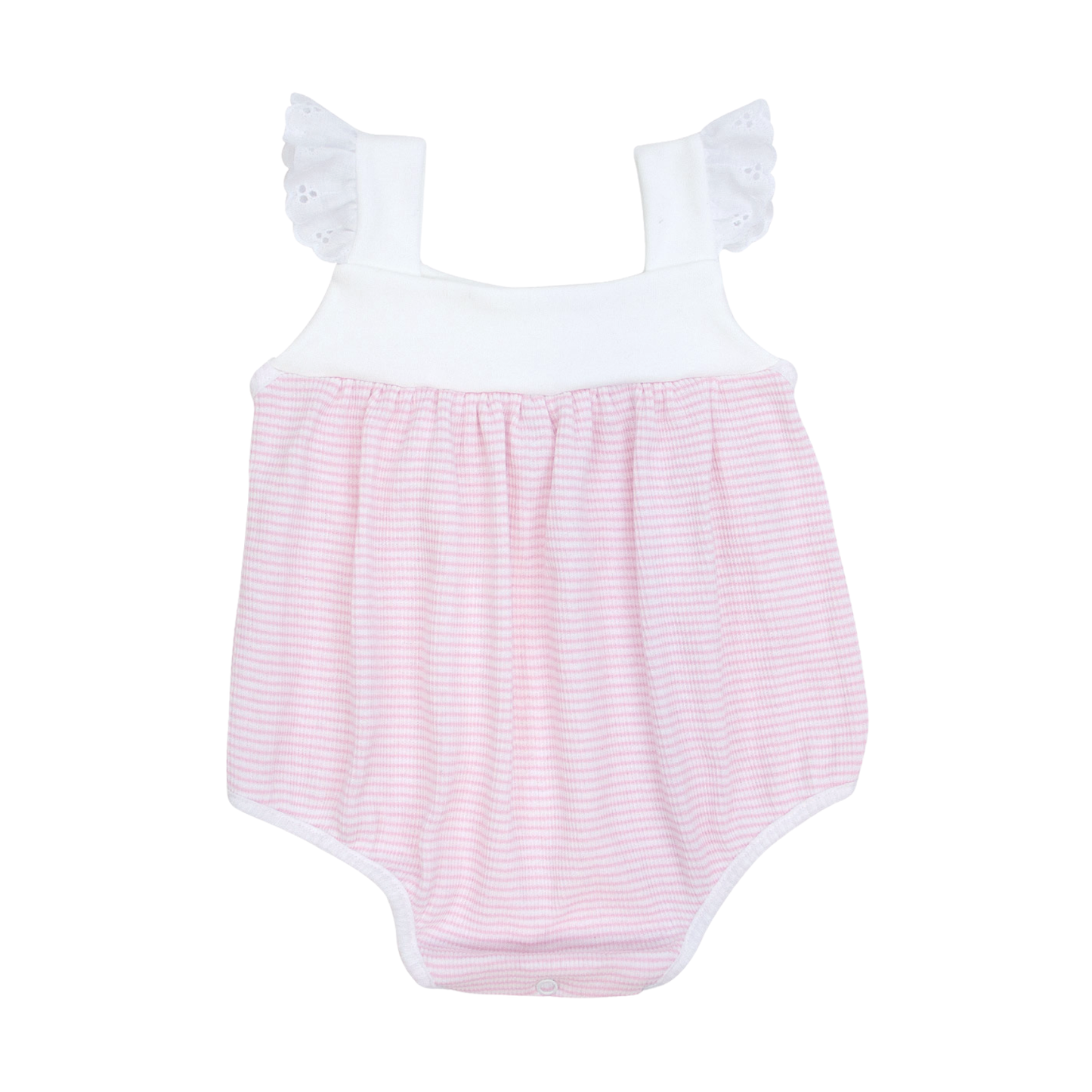 Paty Rib Knit Girls Sunsuit with Eyelet Trim