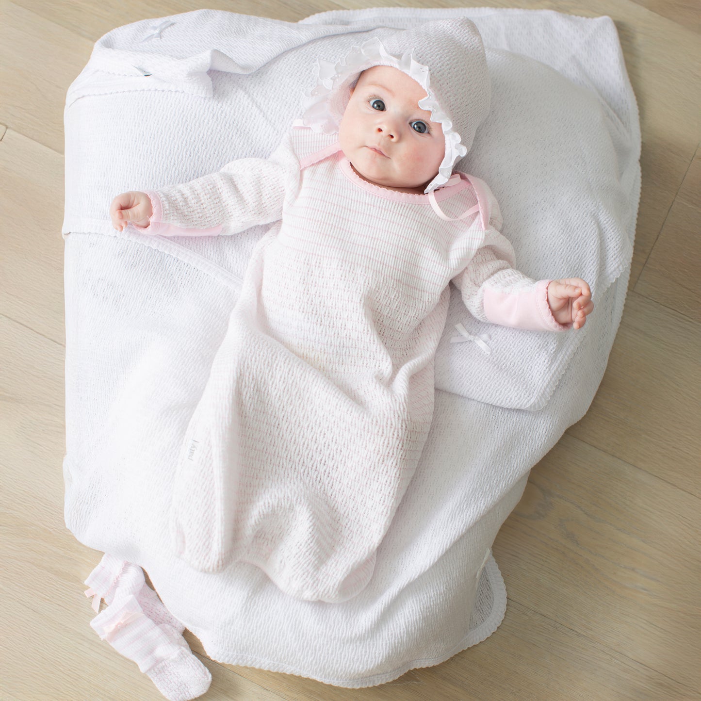 Paty Knit Overlap Shoulder Gown with Pima (Pinstripe) #315J