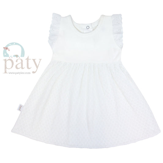 White Dress w/ Eyelet Trim