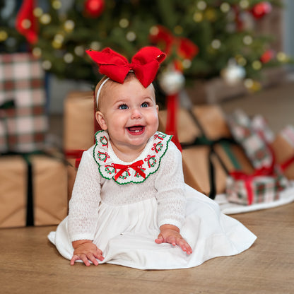PatyKnit™ Dress with Swiss Wreath Trim Collar