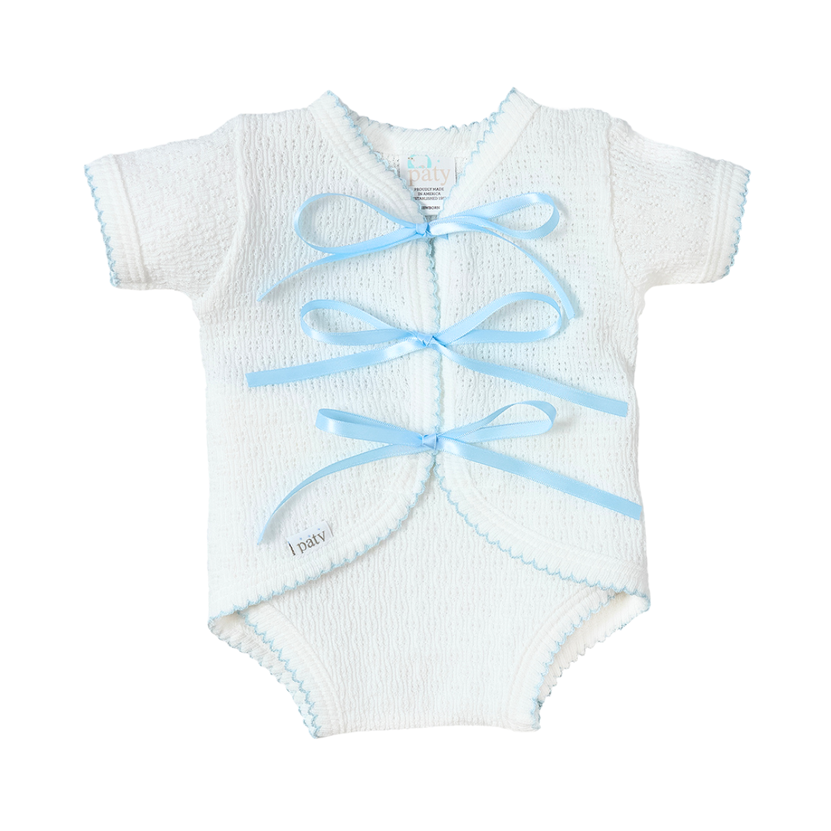 Paty Knit, Ribbon Tie Onesie #104