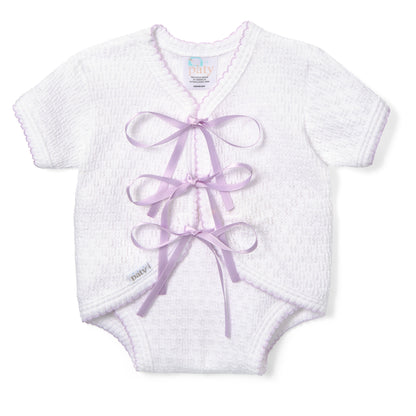 PatyKnit™ Ribbon Tie Onesie with Built-In Diaper Cover
