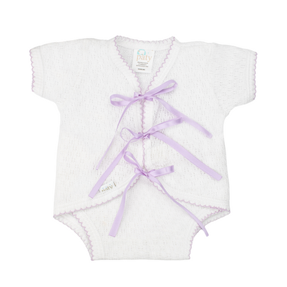 Paty Knit, Ribbon Tie Onesie #104