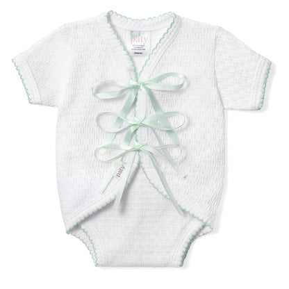 PatyKnit™ Ribbon Tie Onesie with Built-In Diaper Cover
