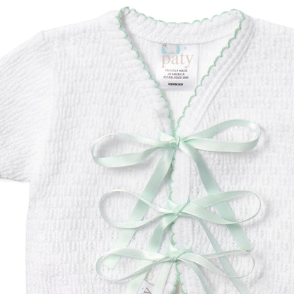 PatyKnit™ Ribbon Tie Onesie with Built-In Diaper Cover