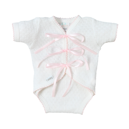 Paty Knit, Ribbon Tie Onesie #104