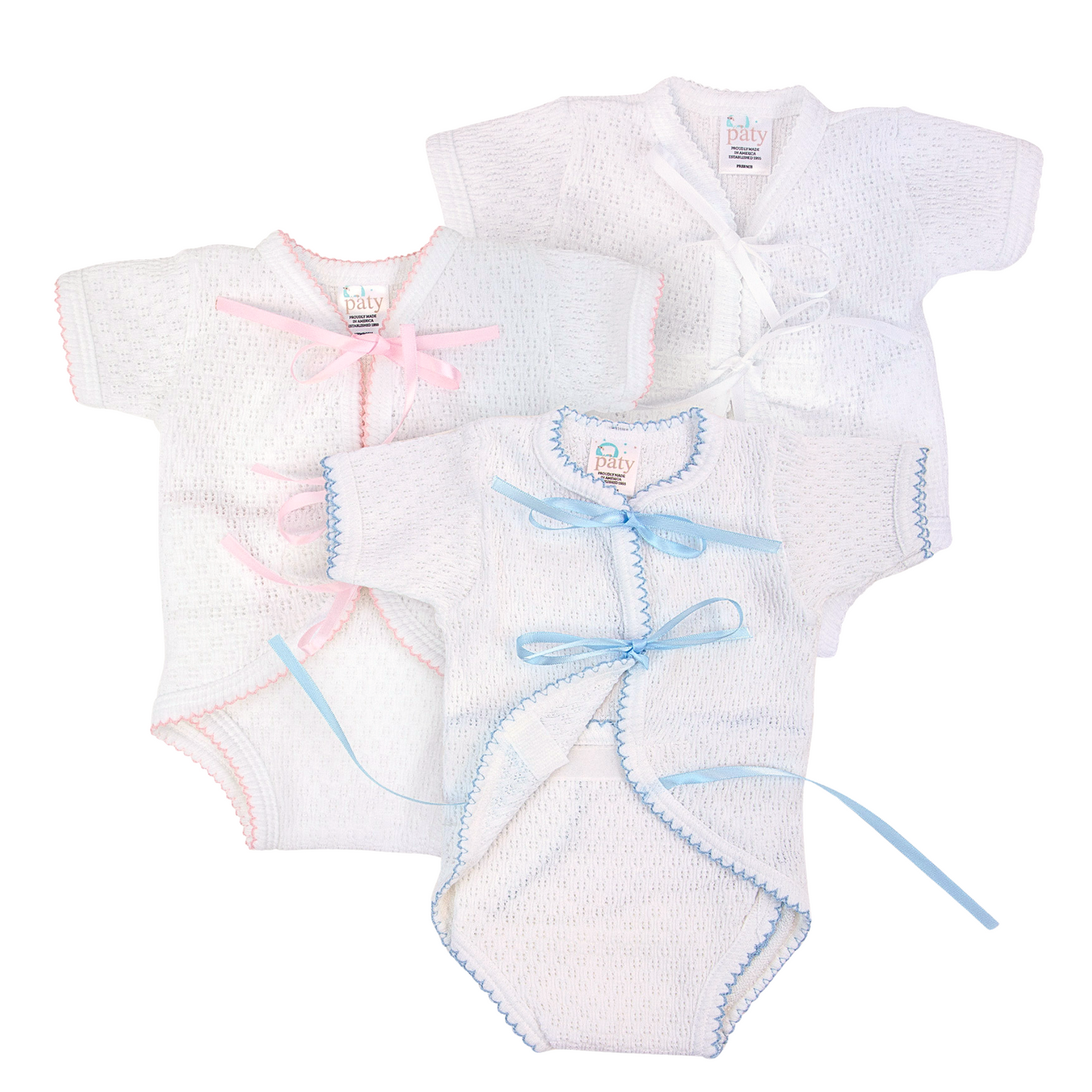 Paty Knit, Ribbon Tie Onesie #104
