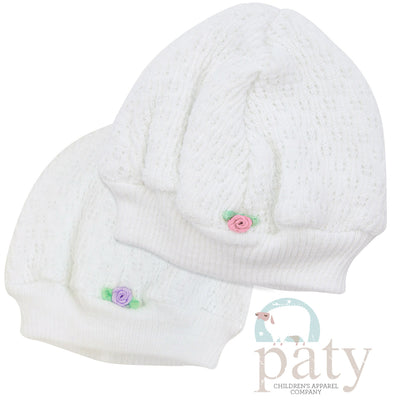 Paty Knit Beanie with Rosette #105R