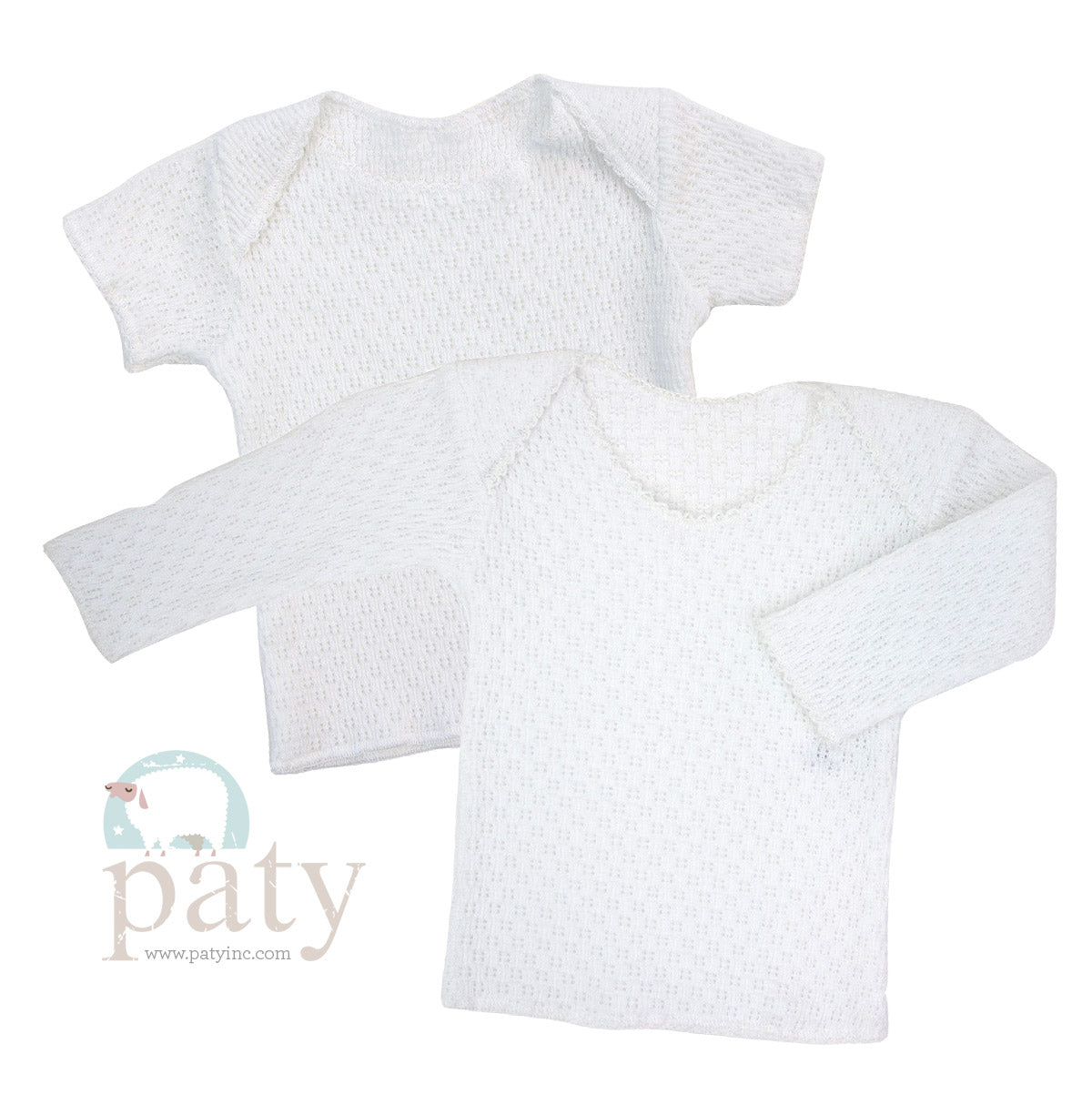 White Knit Lap Shoulder Diaper Shirt #106SS #106LS