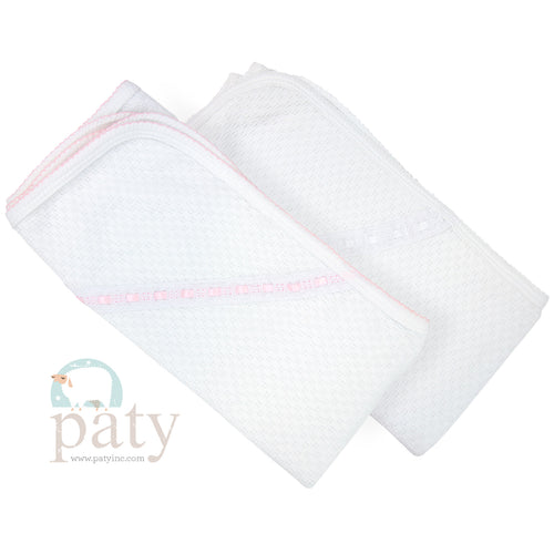 Paty Knit Receiving/Swaddle Blanket with Eyelet #107E
