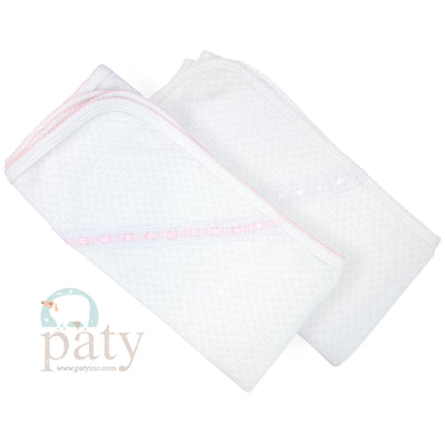 Paty Knit Receiving/Swaddle Blanket with Eyelet #107E