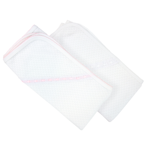 Paty Knit Receiving/Swaddle Blanket with Eyelet #107E