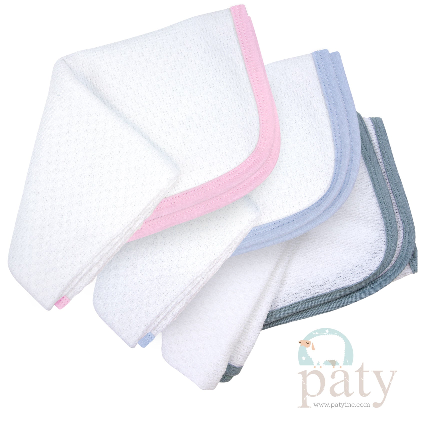 White Knit Blanket w/ Cotton Trim Options