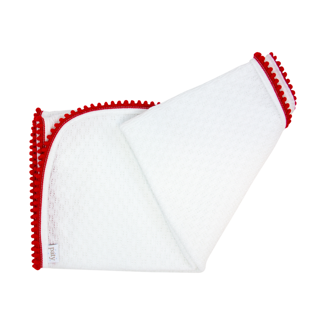Paty Knit Blanket with Pom Pom Trim 