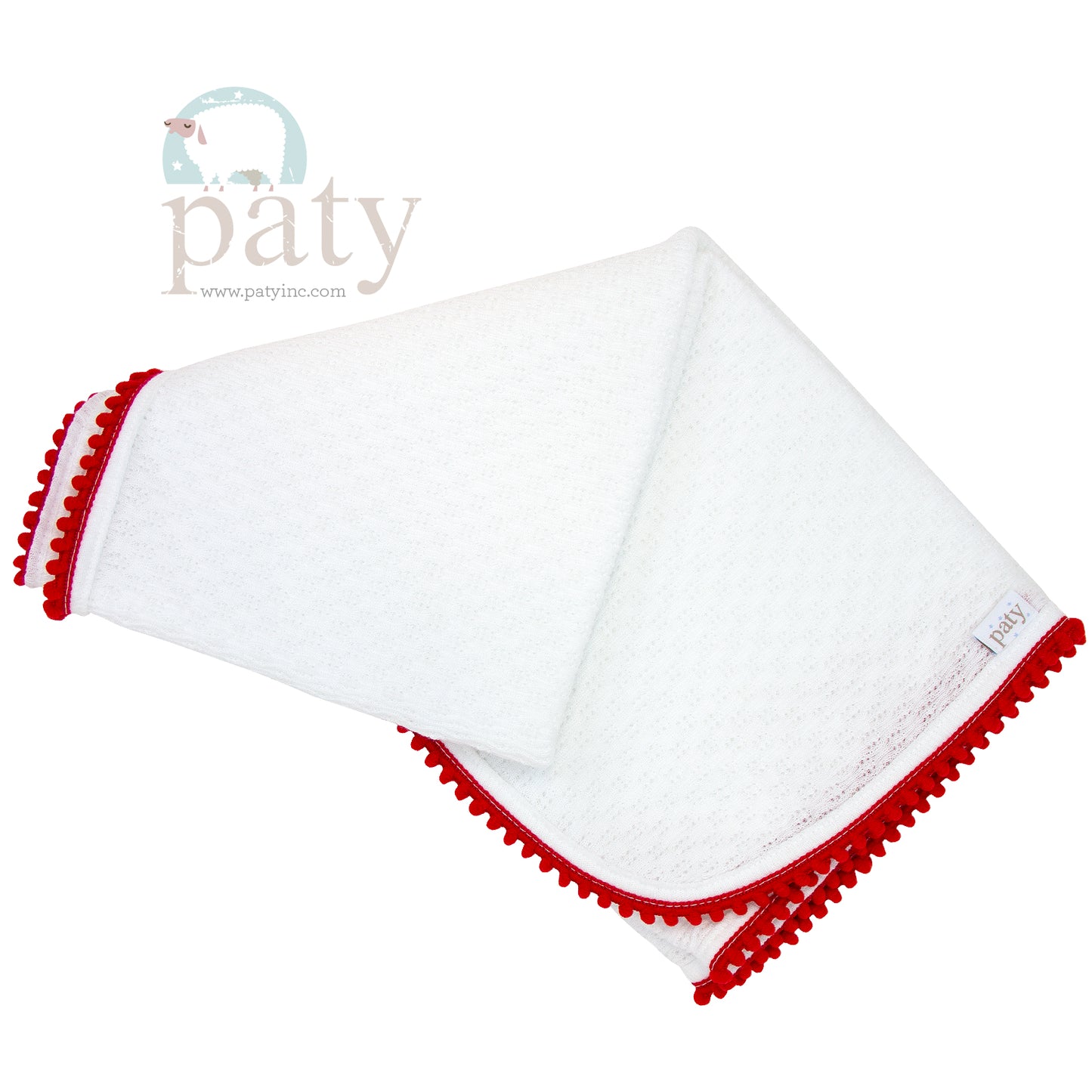 Paty Knit Blanket with Pom Pom Trim #107POM