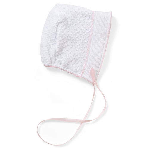 Paty Knit Classic Bonnet with Satin Ribbon