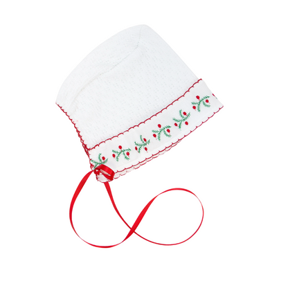 Paty Knit Bonnet with Swiss Pine Trim (Christmas Collection)