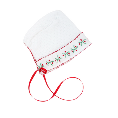 Paty Knit Bonnet with Swiss Pine Trim (Christmas Collection)