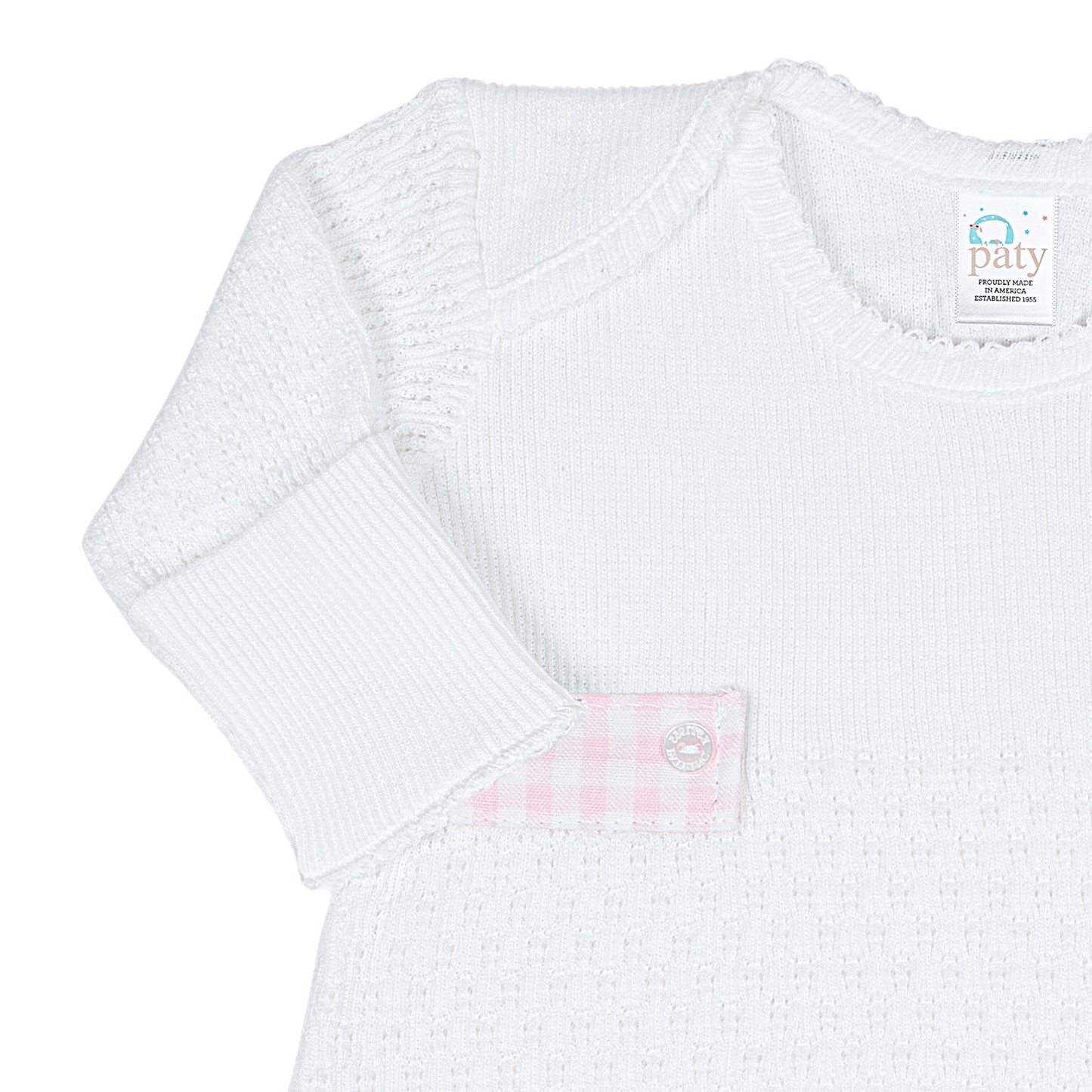 Paty Knit Overlap Shoulder Gown (Gingham Tabs) #115GHM
