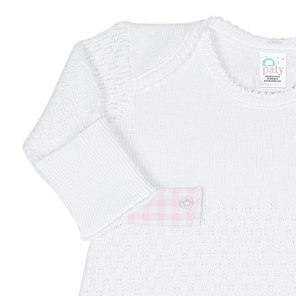 Paty Knit Overlap Shoulder Gown (Gingham Tabs) #115GHM