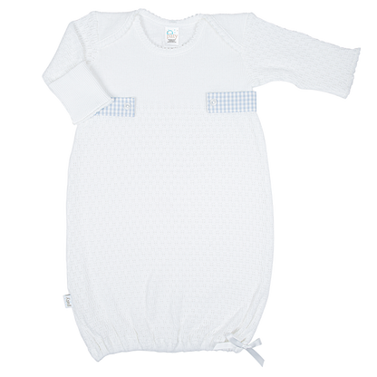 Paty Knit Overlap Shoulder Gown (Gingham Tabs) #115GHM