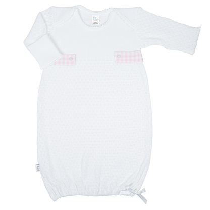 Paty Knit Overlap Shoulder Gown (Gingham Tabs) #115GHM