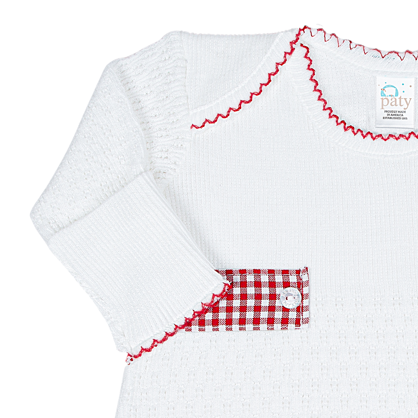 Paty Knit Overlap Shoulder Gown (Gingham Tabs) #115GHM