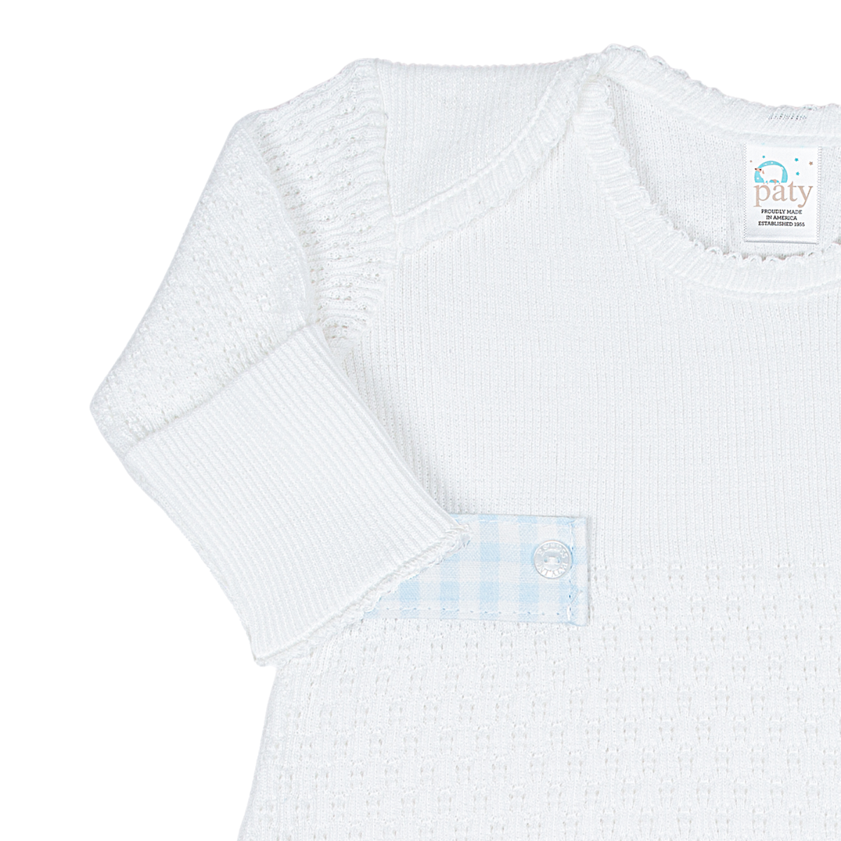 Paty Knit Overlap Shoulder Gown (Gingham Tabs) #115GHM