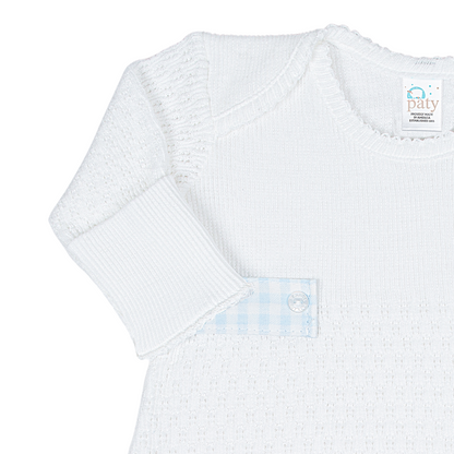Paty Knit Overlap Shoulder Gown (Gingham Tabs) #115GHM