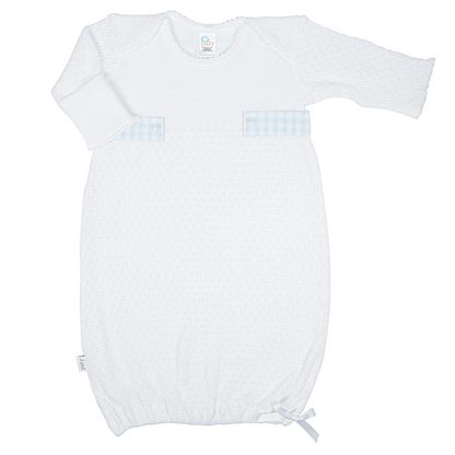 Paty Knit Overlap Shoulder Gown (Gingham Tabs) #115GHM