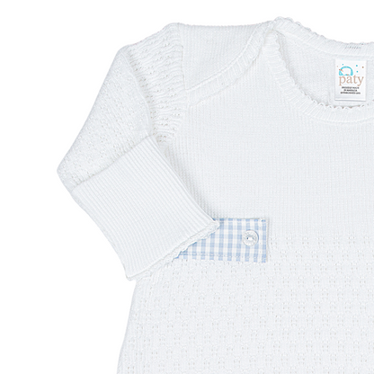 Paty Knit Overlap Shoulder Gown (Gingham Tabs) #115GHM
