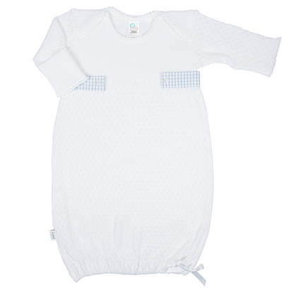 Paty Knit Overlap Shoulder Gown (Gingham Tabs) #115GHM
