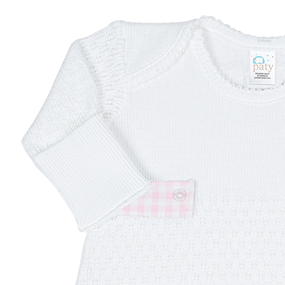Paty Knit Overlap Shoulder Gown (Gingham Tabs) #115GHM