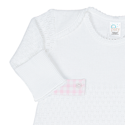 Paty Knit Overlap Shoulder Gown (Gingham Tabs) #115GHM