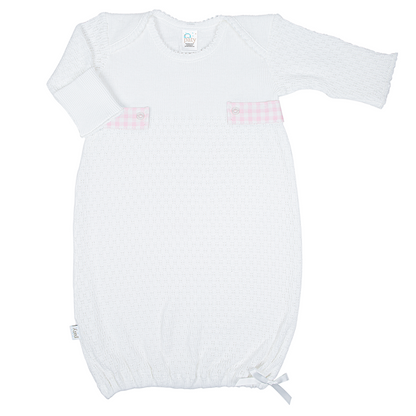 Paty Knit Overlap Shoulder Gown (Gingham Tabs) #115GHM