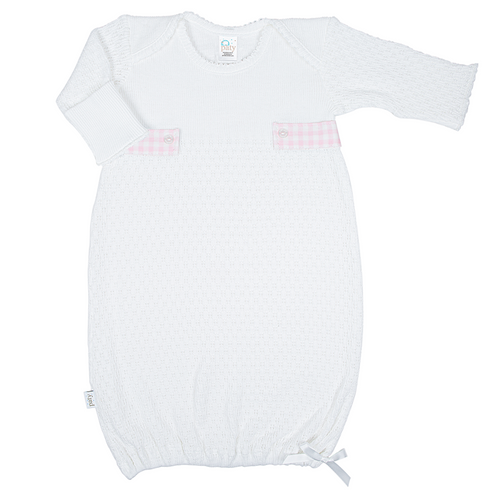 Paty Knit Overlap Shoulder Gown (Gingham Tabs) #115GHM